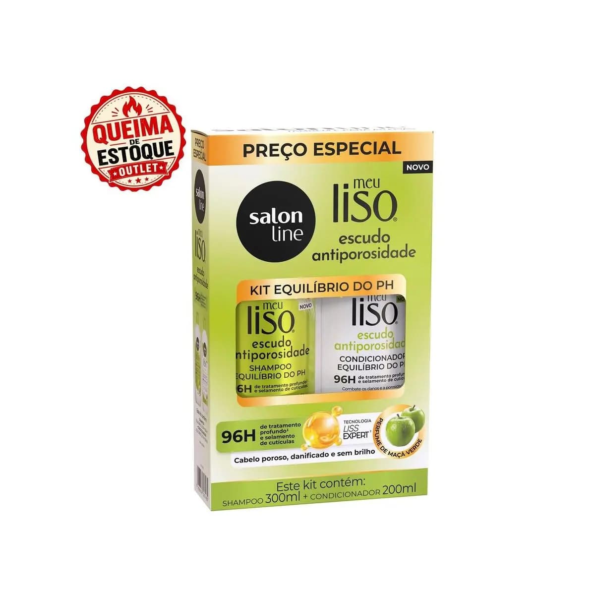 Kit Shampoo 300ml + Condicionador 200ml Meu Liso Escudo Antiporosidade