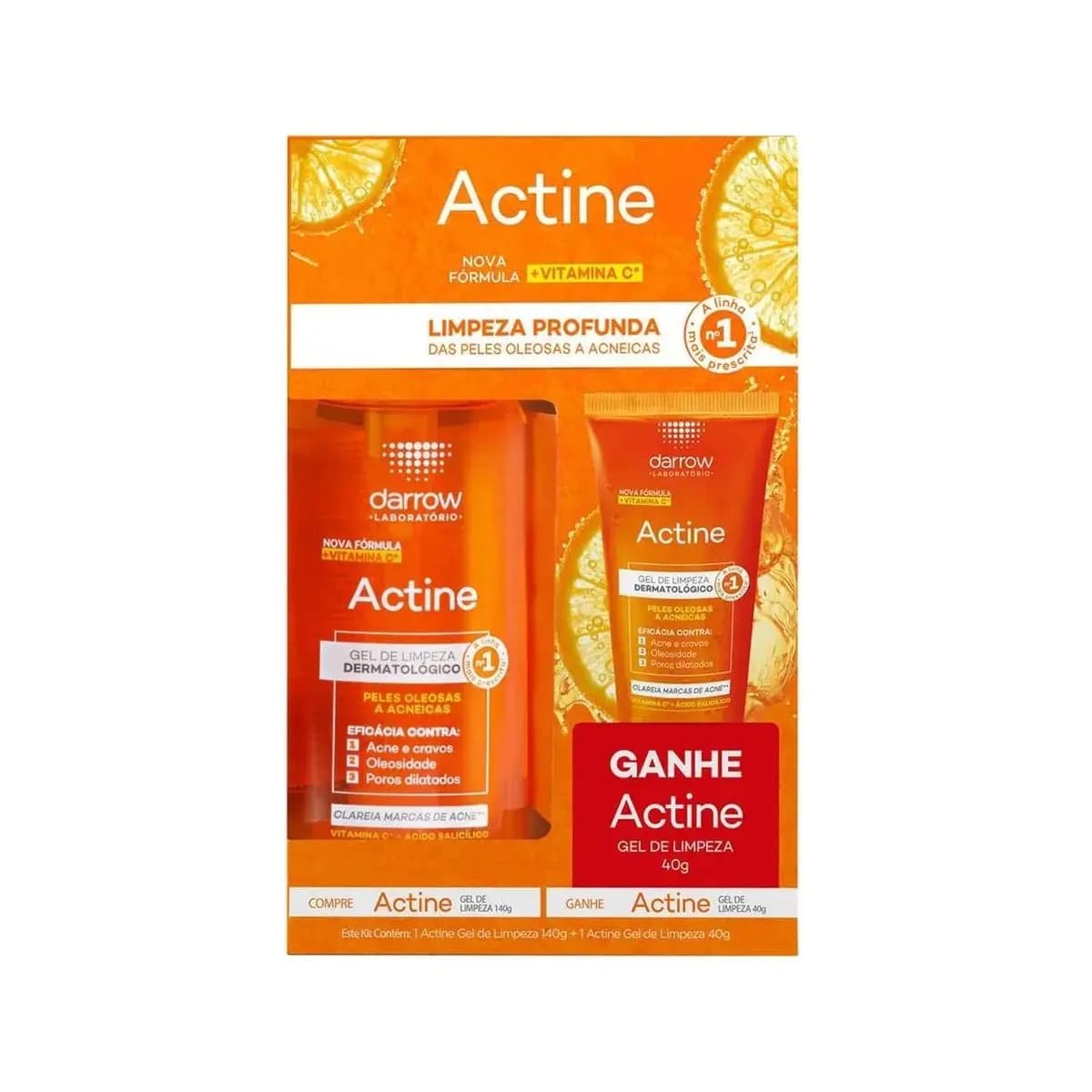 Kit Actine Gel de Limpeza Facial 140g e Ganhe Gel de Limpeza 40g