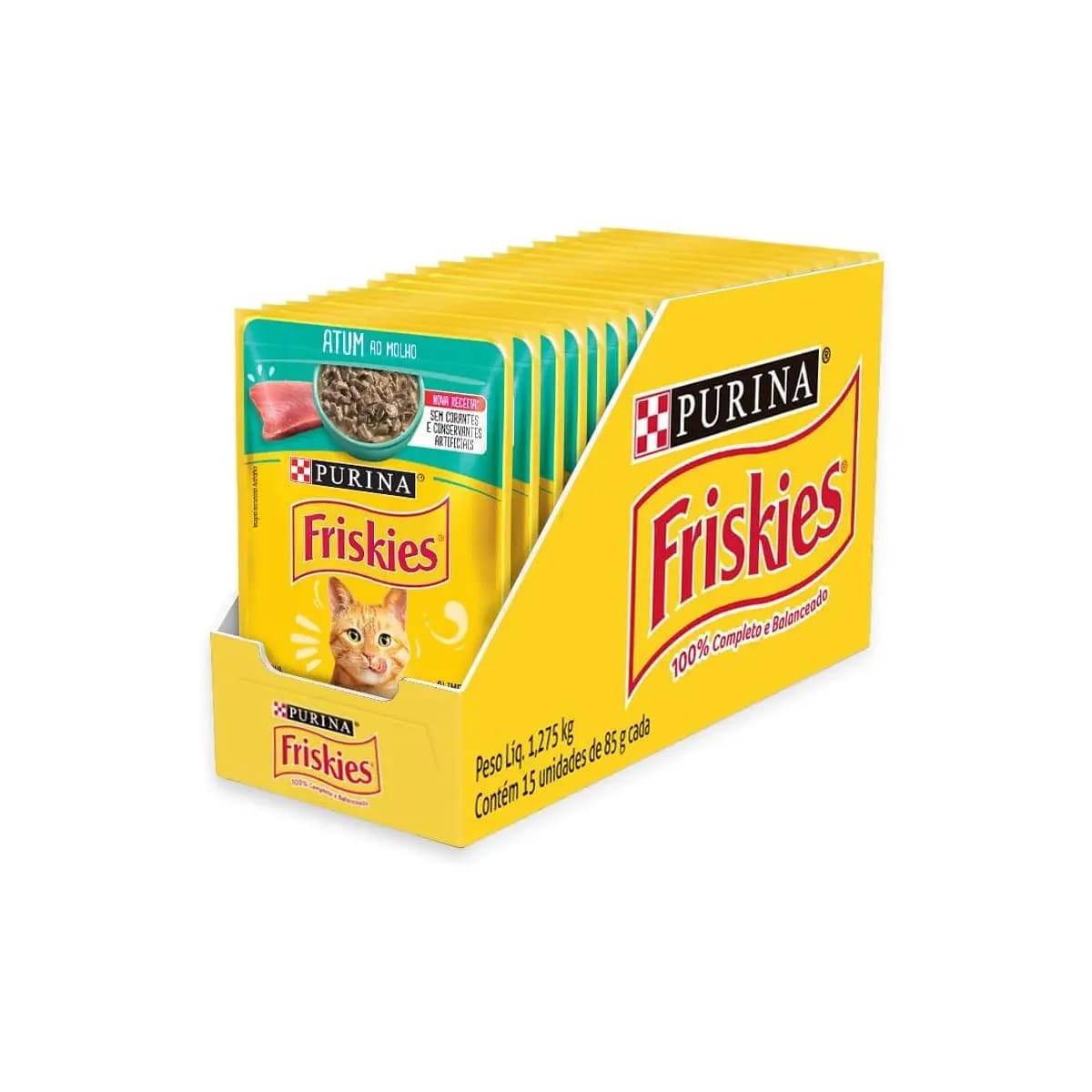 Pack Nestlé Purina Friskies Ração Úmida Para Gatos Adultos Atum Ao Molho - Com 15 Sachês 85g