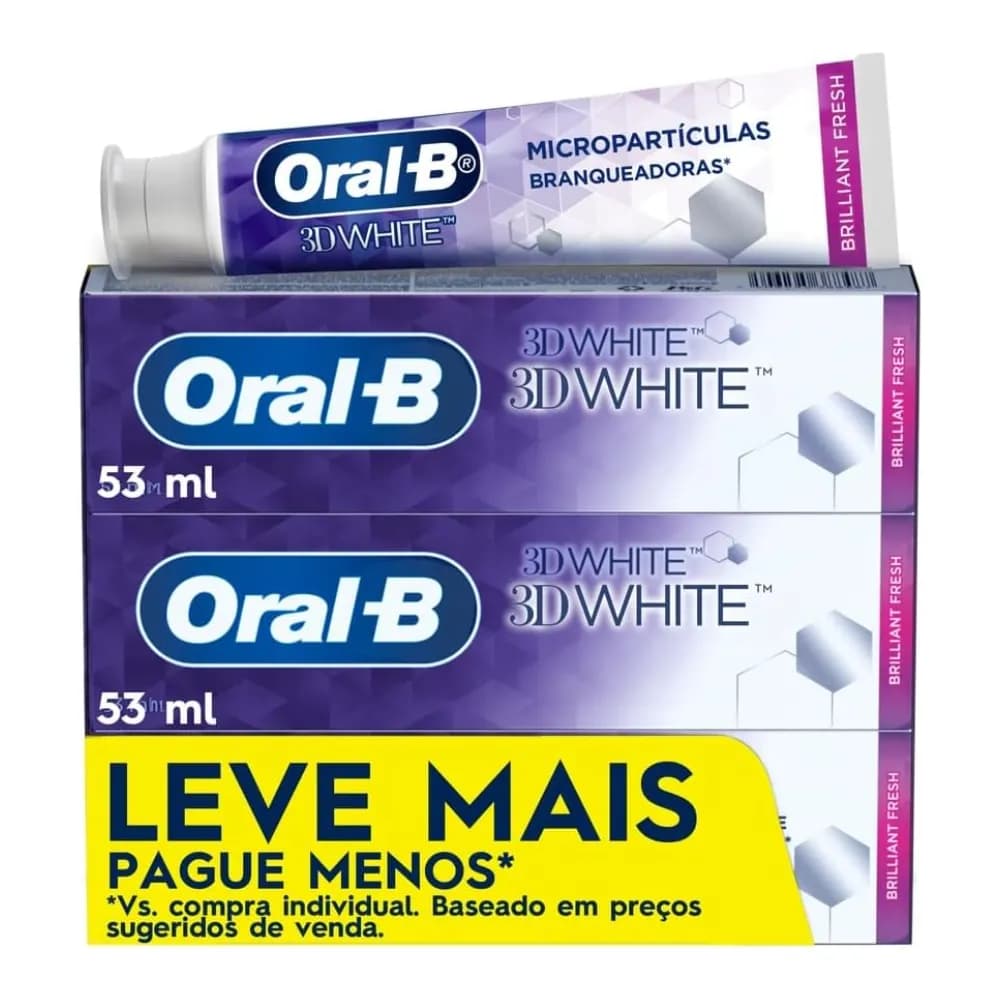 Oral-B Pasta de Dente 3D White Brilliant Fresh, 3 Unidades de 70 g