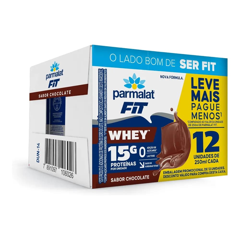 Parmalat Fit Bebida Proteica Chocolate 15g de Proteína 250mL – 12 Unidades