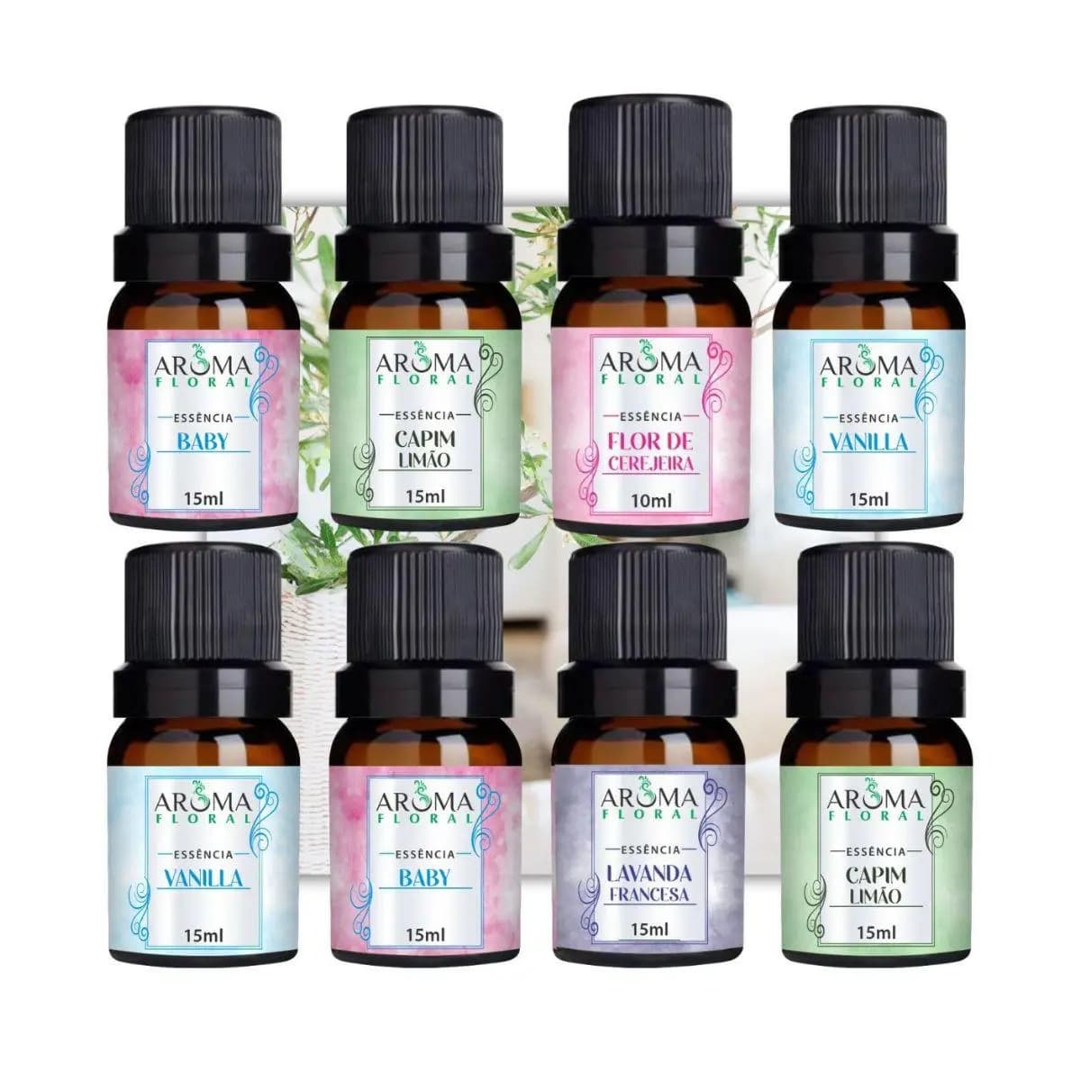 Kit com 5 Essências Para Aromatizador e Difusor Elétrico a Base de Água - Cinco Aromas