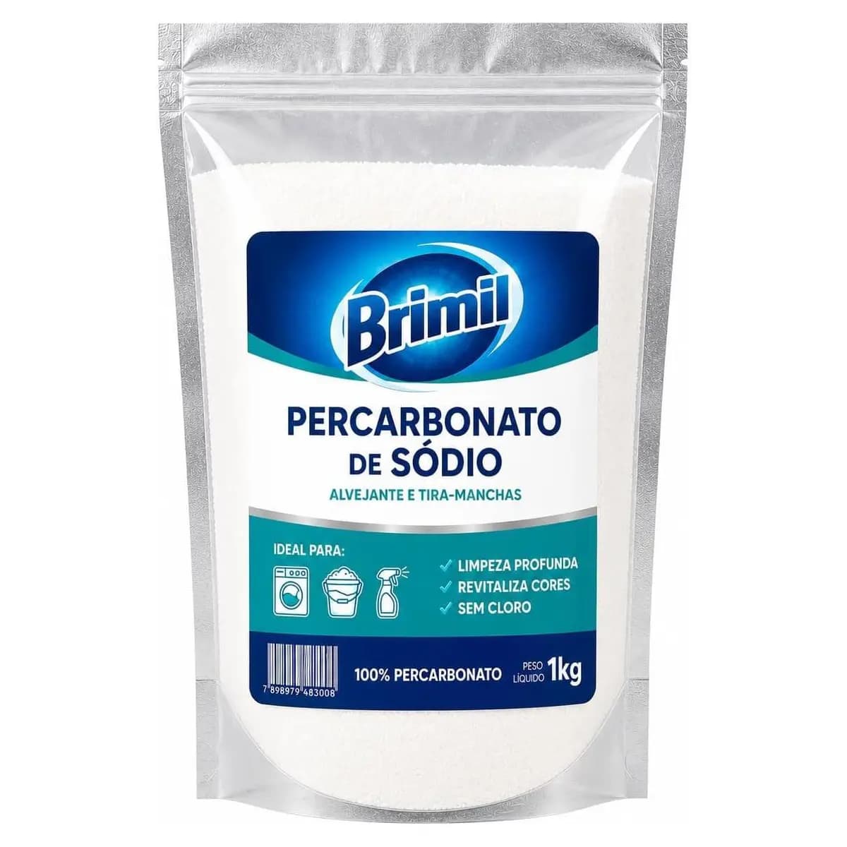 Percarbonato de Sódio 1kg 100% Puro Tira Manchas em Pó Alvejante Biodegradável para Roupas Brancas Coloridas e Limpeza Doméstica