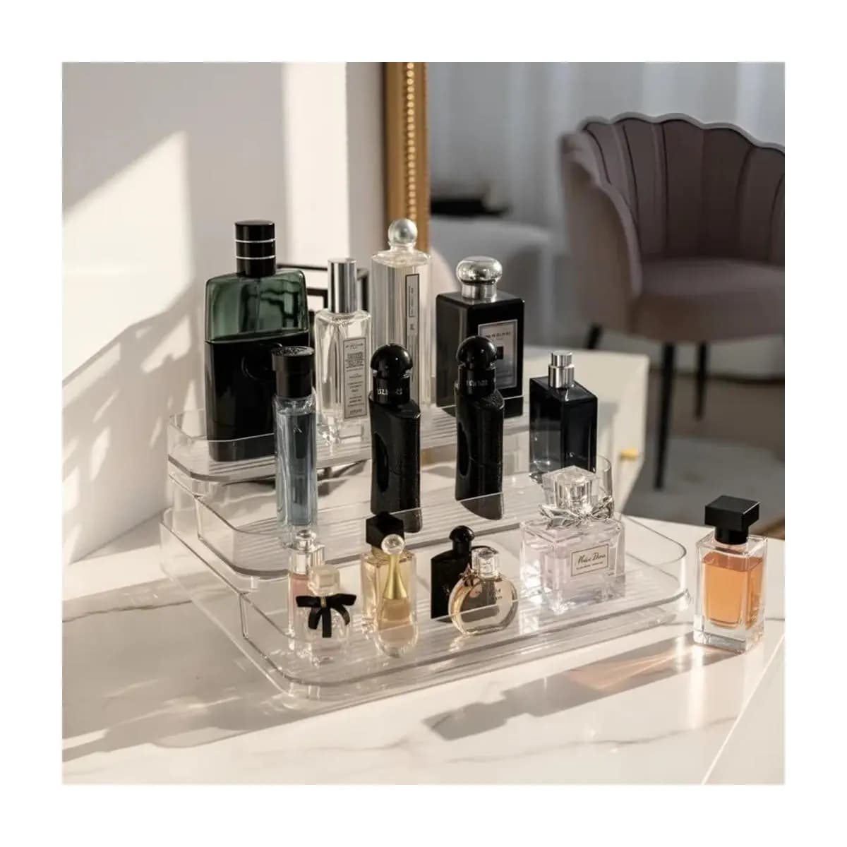 Expositor de Perfumes Cosméticos Organizador 3 Andares Transparente