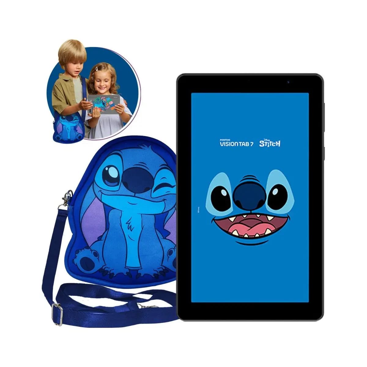 Tablet Vision TAB 7 Stitch + Capa e Bolsa - Octa-Core 3GB RAM 64GB Android 14 Go Wi-Fi IPS Positivo