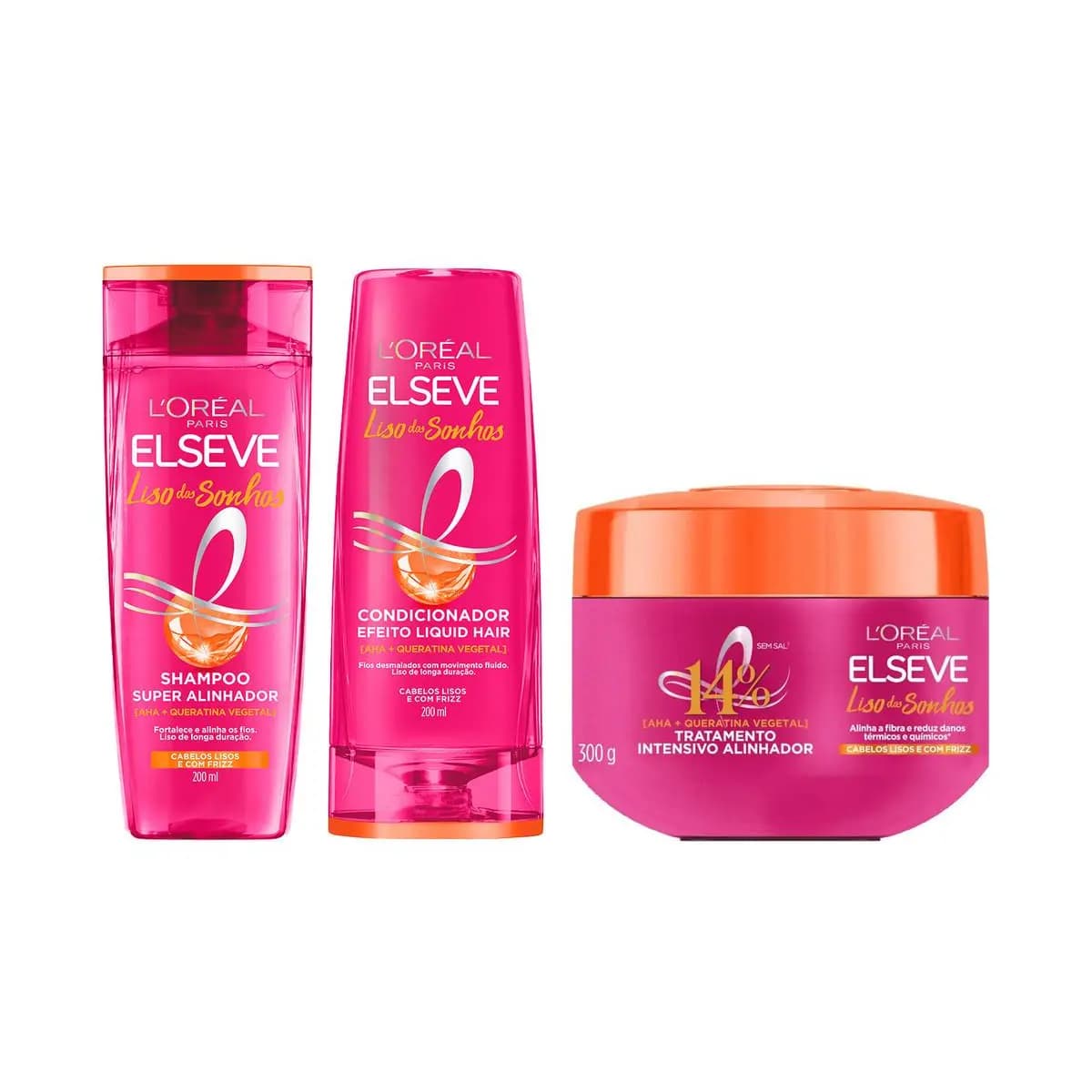 KIT ELSEVE EFEITO LISO DOS SONHOS SH + COND + MÁSC - 3 ITENS