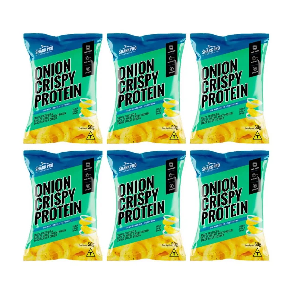 Kit 6x Salgadinhos Proteico SharkPro 50g Snack