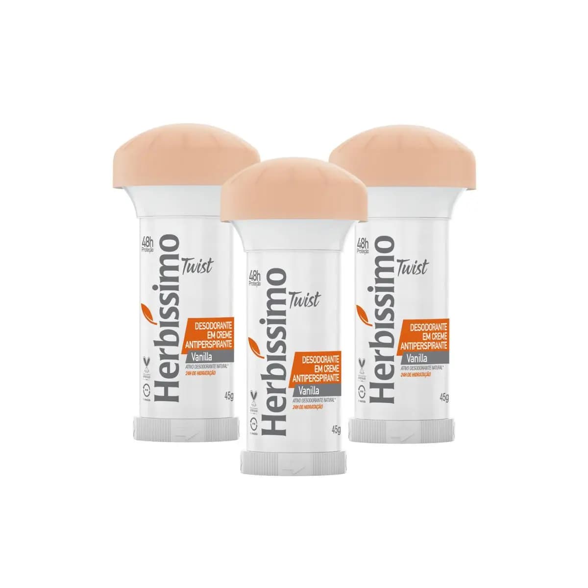 Kit Desodorante Twist Antitranspirante Vanilla Herbissimo 45g (3 unidades)