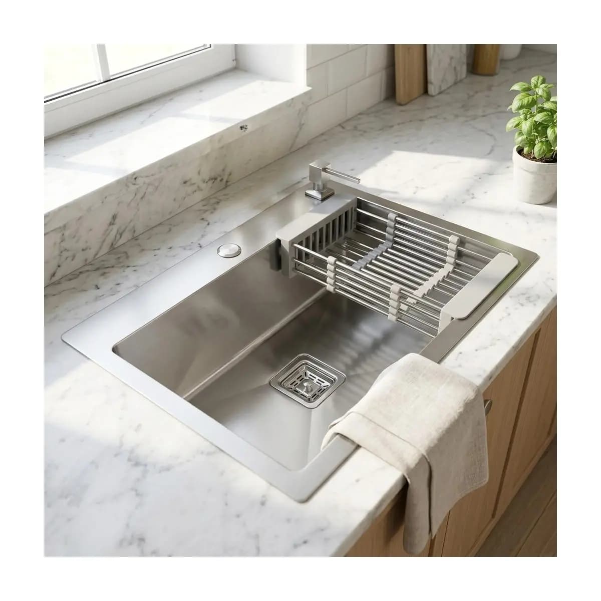 Cuba Gourmet Cozinha Aço Inox 304 60x40cm Escovada Quadrada Escorredor Luxo Completa Antirruído