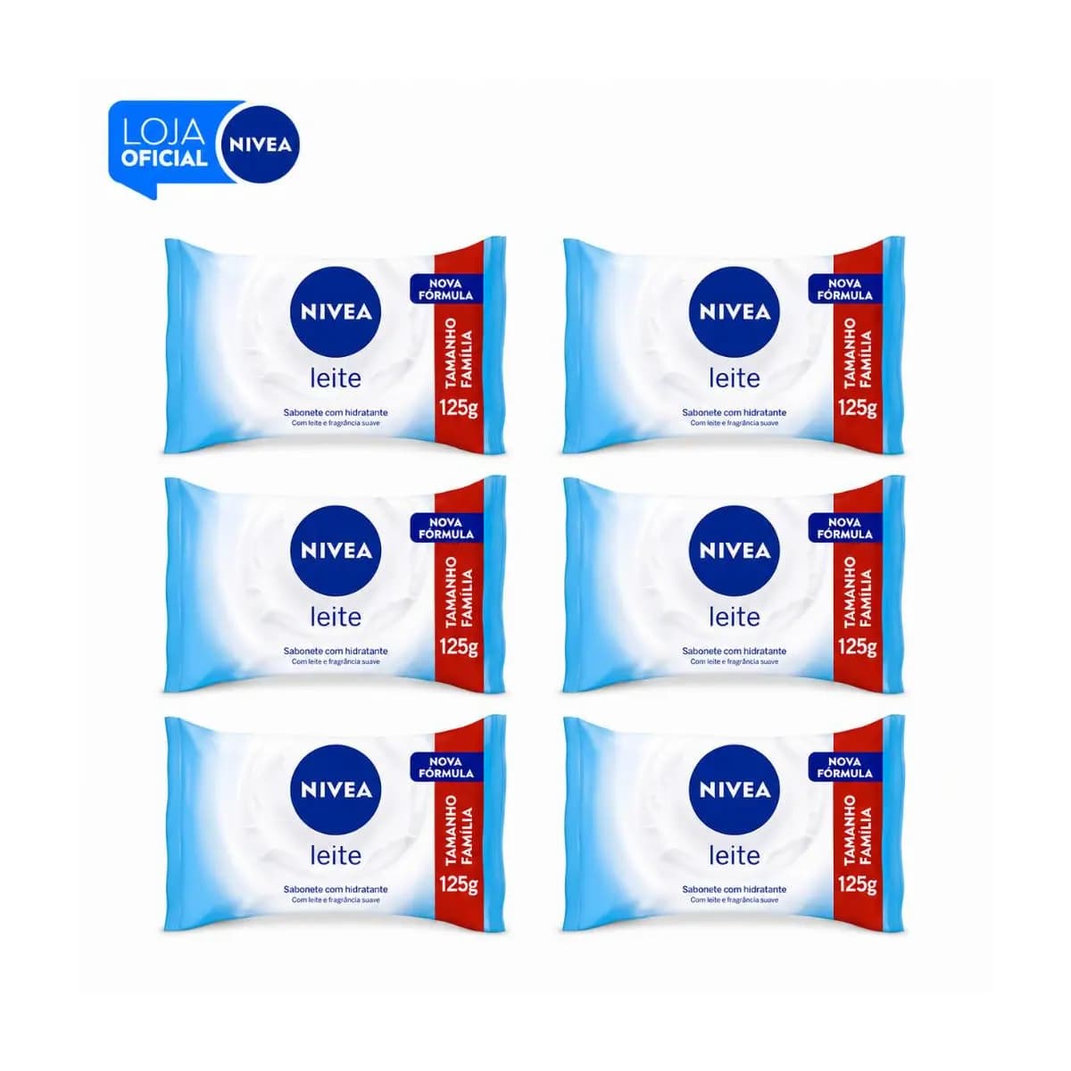 KIT NIVEA Sabonete em Barra Leite 125g - 6 Unidades