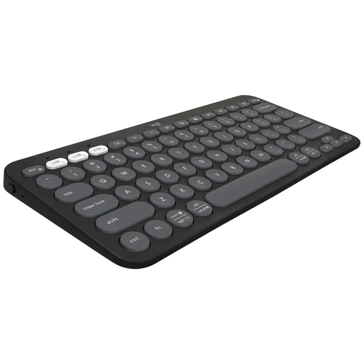 Teclado sem fio Logitech Pebble Keys 2 K380s com Conexão Bluetooth Easy-Switch e Pilha Inclusa - Compatível com PC, Mac, Chrome OS, Android, iOS e Apple TV, Layout US - Grafite