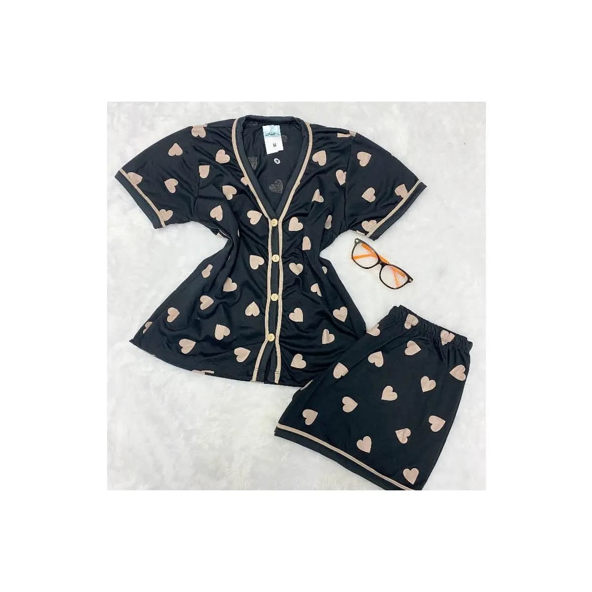 Píjama Americano Feminino Gola V Com Botões Amamentação Blogueira Malha Premium