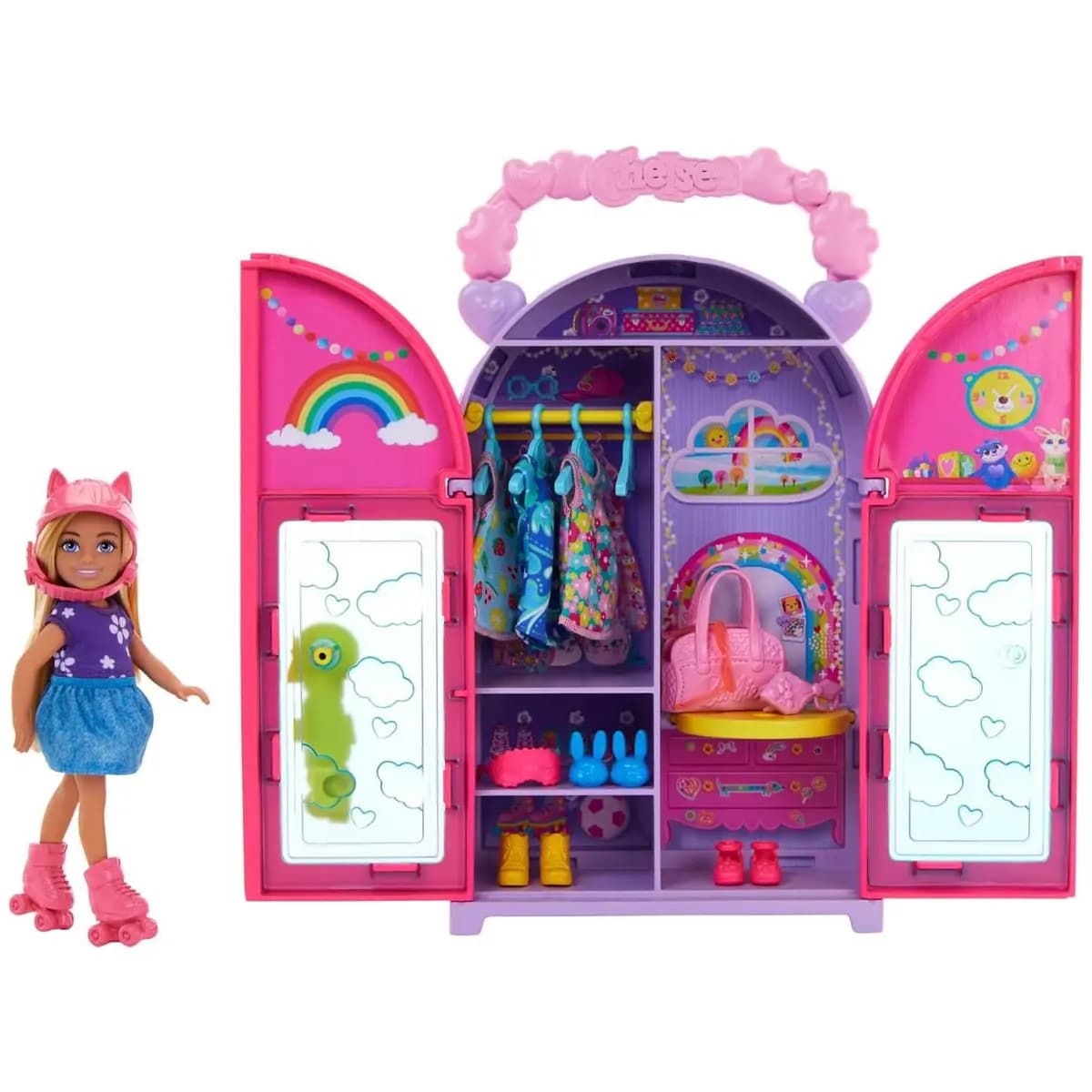 Barbie. Conjunto de Brinquedo Armário da Chelsea com 1 Boneca e 15 Peças de Roupa e Acessórios, Para crianças a partir de 3 anos