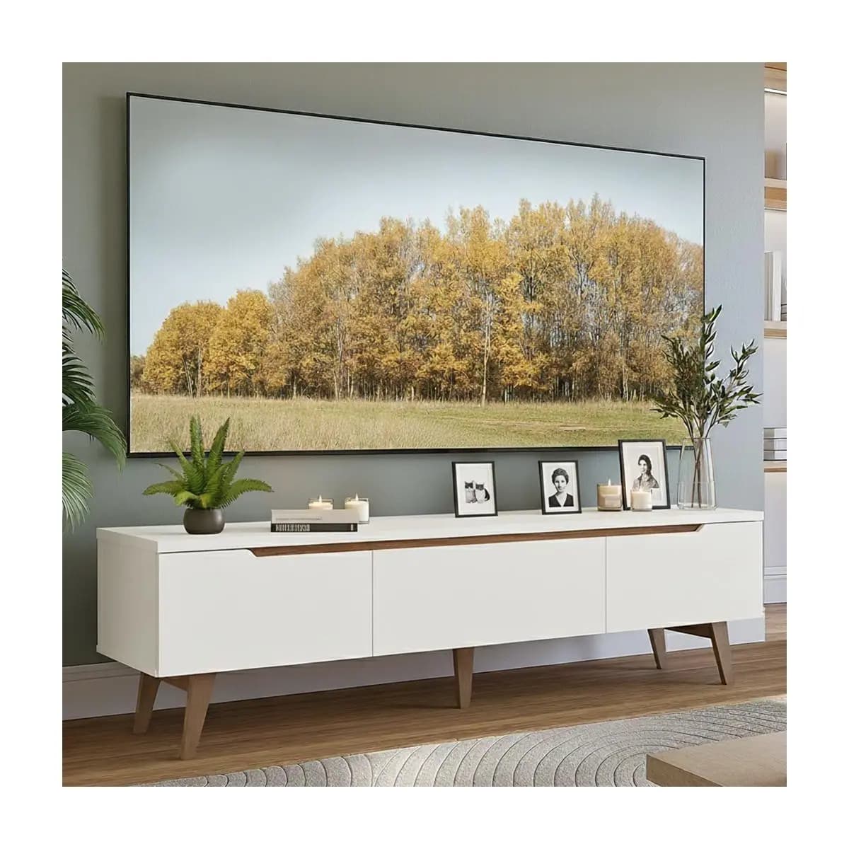 Rack para TV até 80 Polegadas 180cm 2 Portas 1 Gaveta Branco/Rustic Toronto Madesa