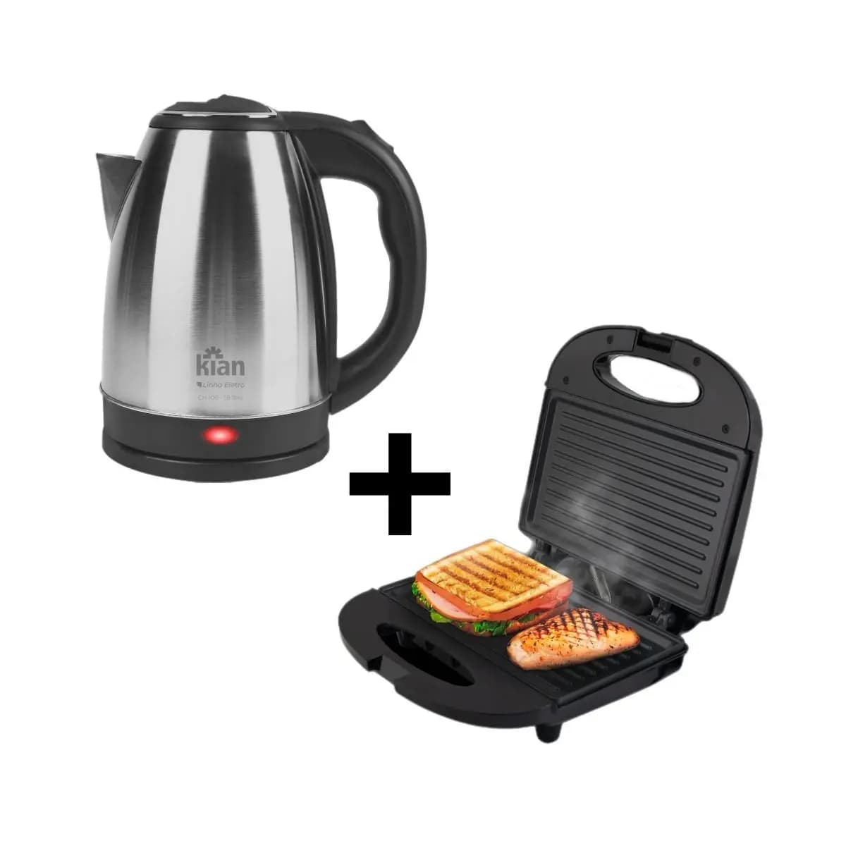 Kit Café Manhã Chaleira Elétrica + Sanduicheira 127v ou 220v - Kian