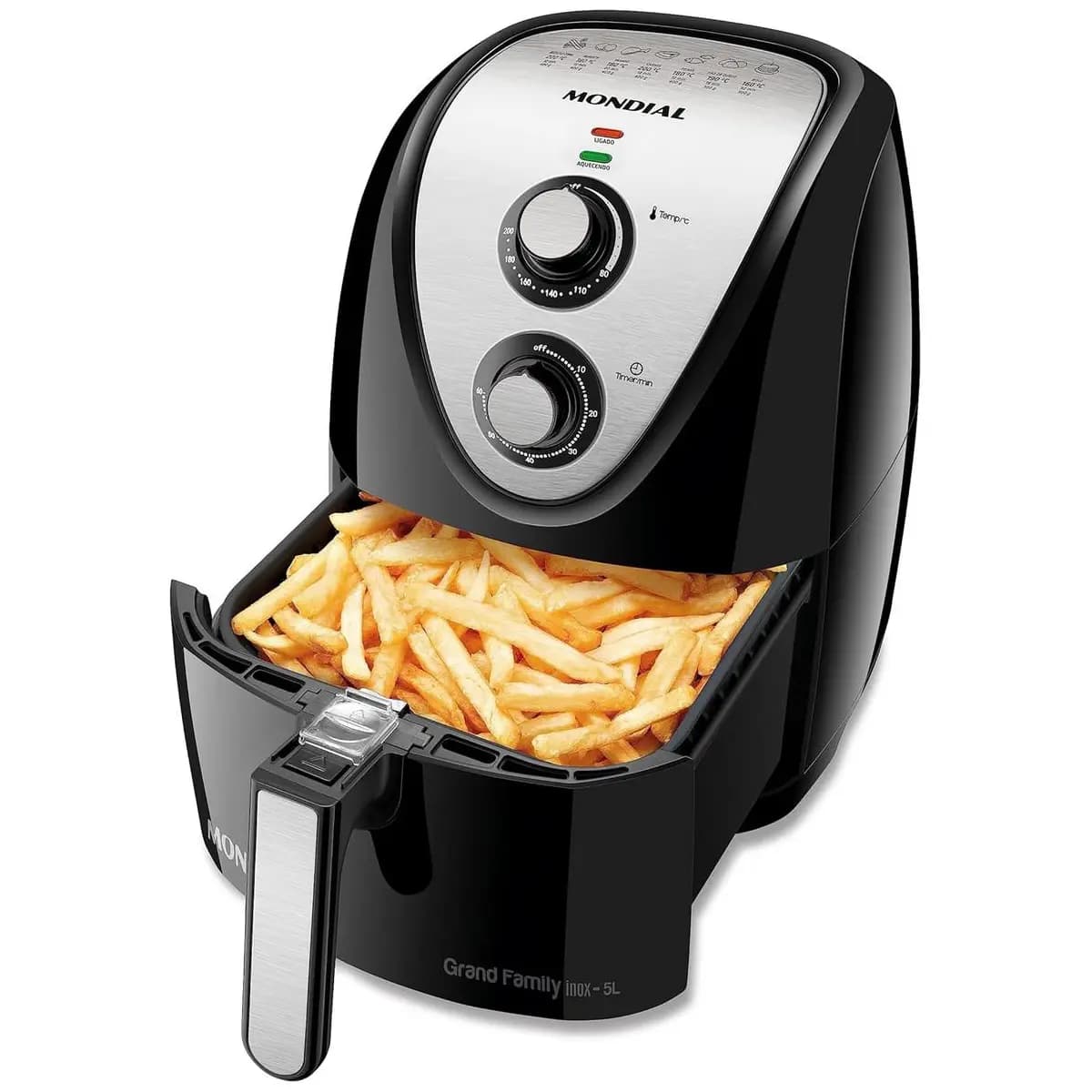 MONDIAL Fritadeira Sem Óleo Grand Family Inox - 5L, 127V, Preto, 1900W - AFN-50-BI