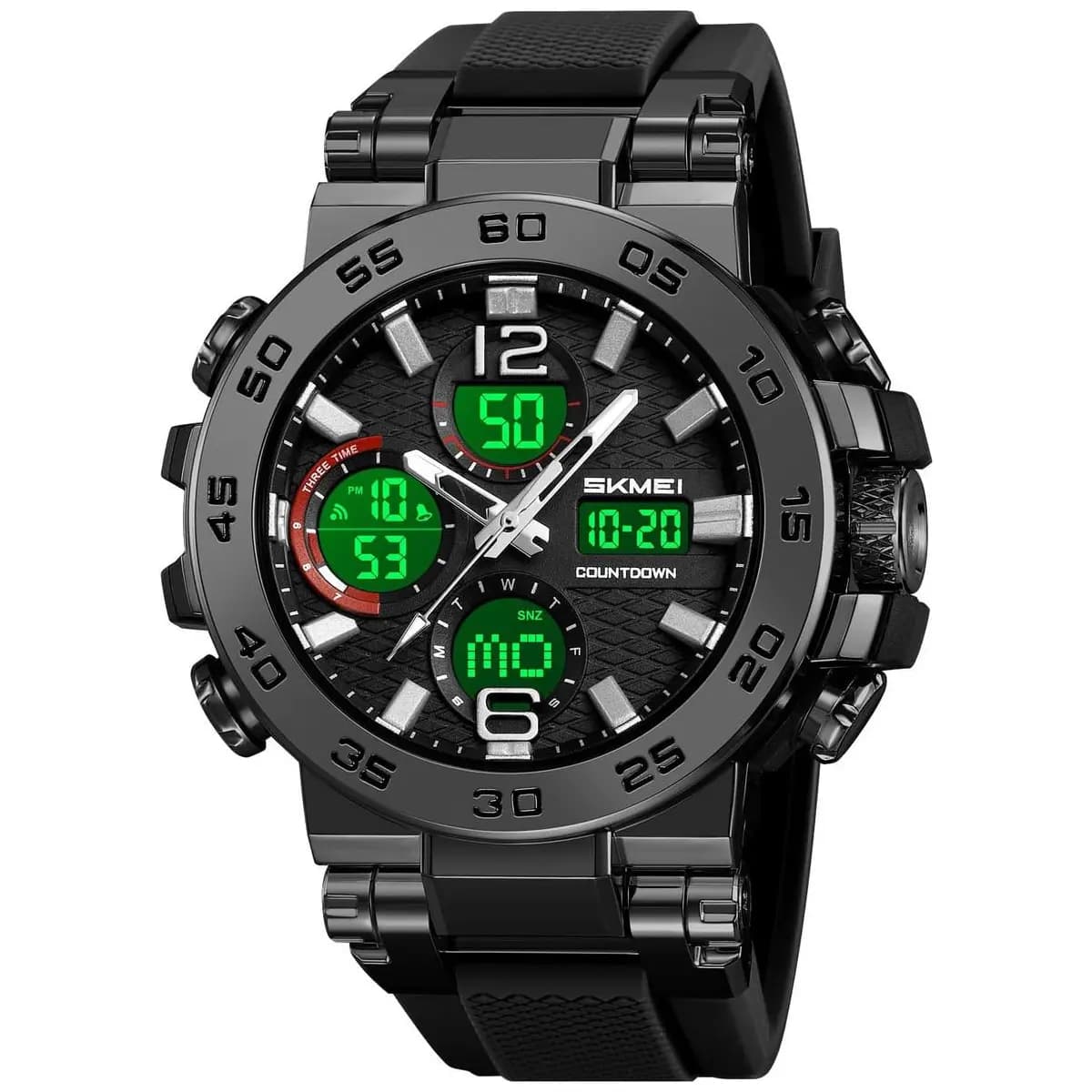 Relógios Digitais Militares Masculinos Quartzo Esportivo À Prova D'água Relógios de Mostrador Grande com Alarme Fuso Horário Duplo Visor Luminoso