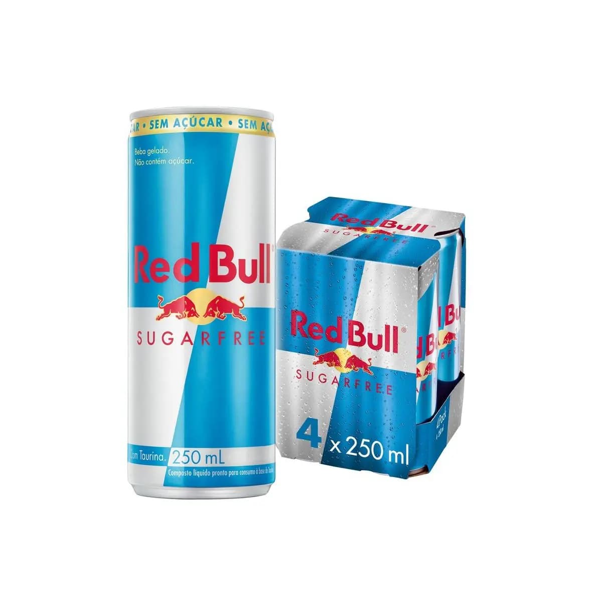Pack de 4 latas Red Bull Energético, Sugar Free, Sem Açúcar, 250 ml