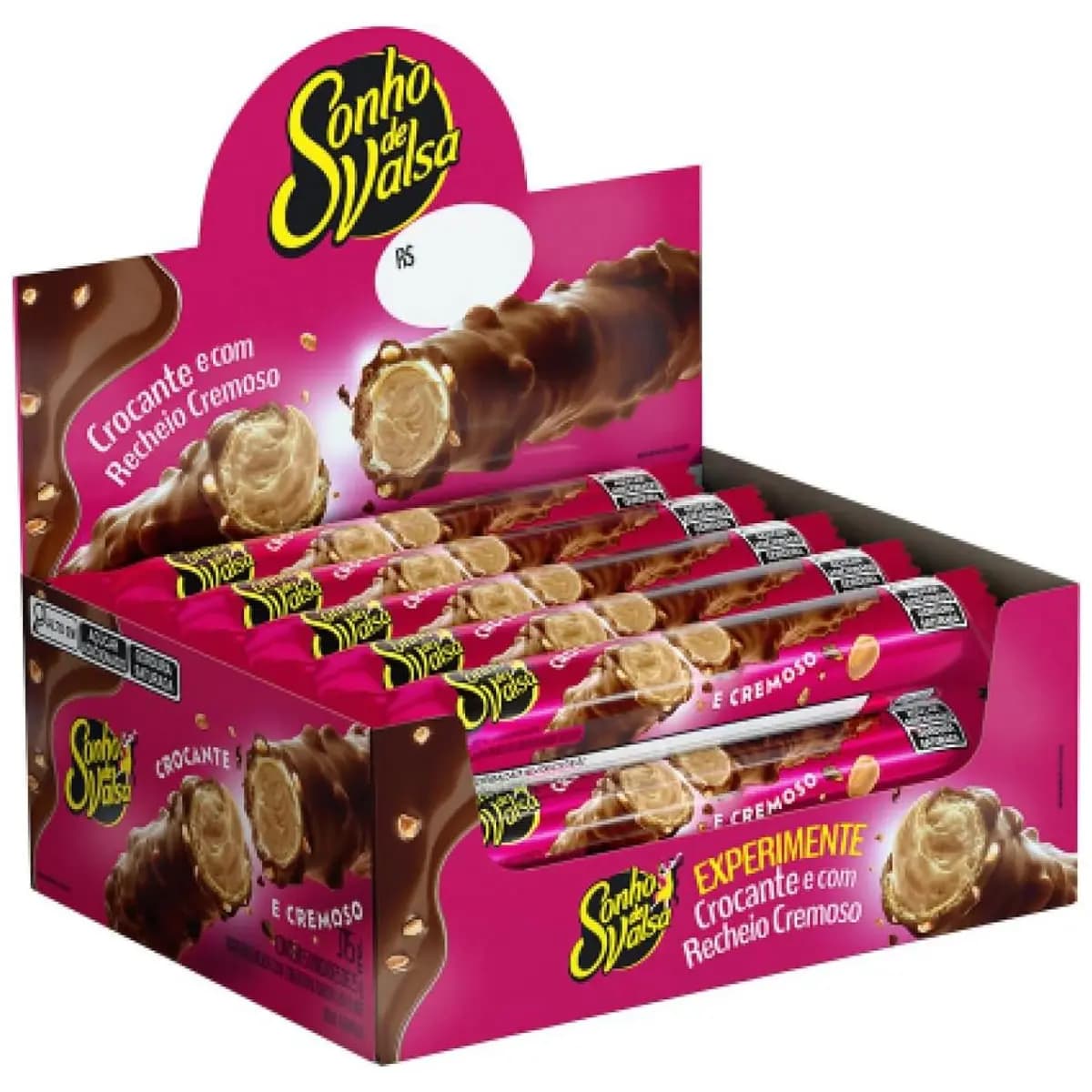 Stick Wafer Recheado Sonho de Valsa Sabor Chocolate - Display com 15 unidades de 25g