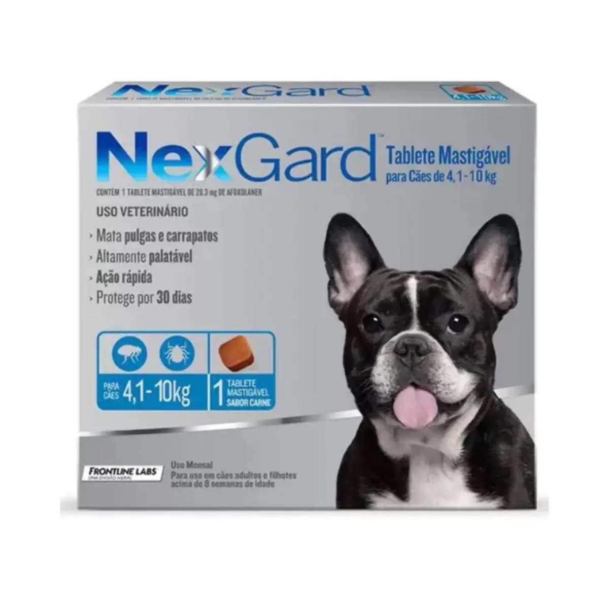 Antipulgas E Carrapatos Nexgard 4 A 10kg Com 1 Comp Nex Gard