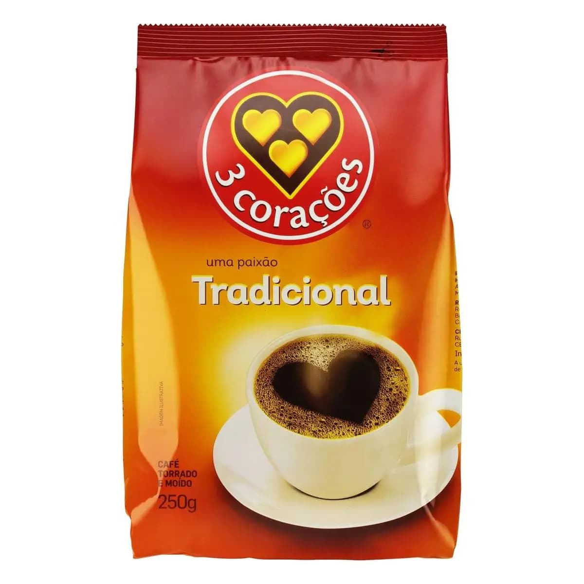 3 Corações Café Torrado E Moído Tradicional Pacote 250G
