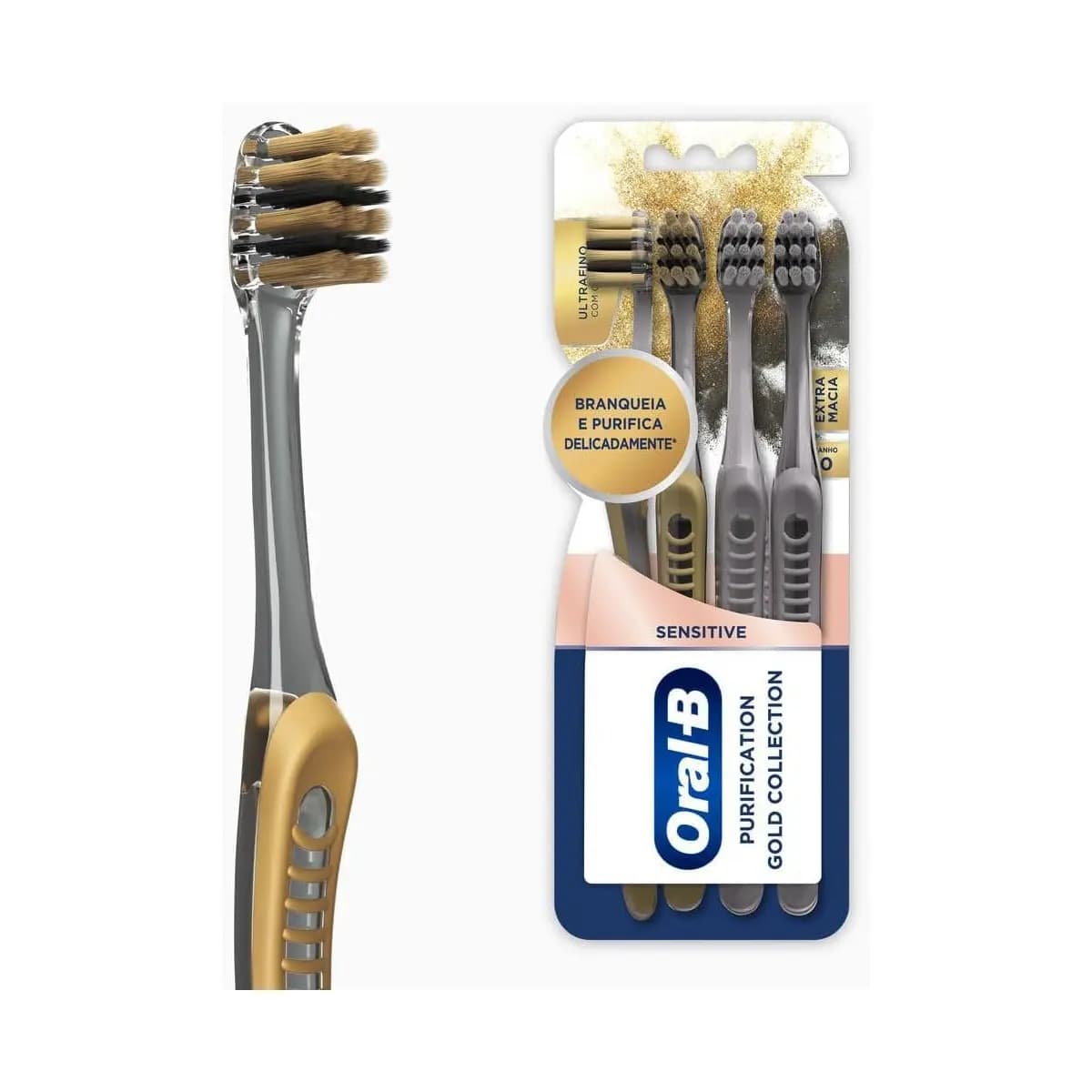 Oral-B Escova de Dente Sensitive Purification Gold Extra Macia 4 Unidades