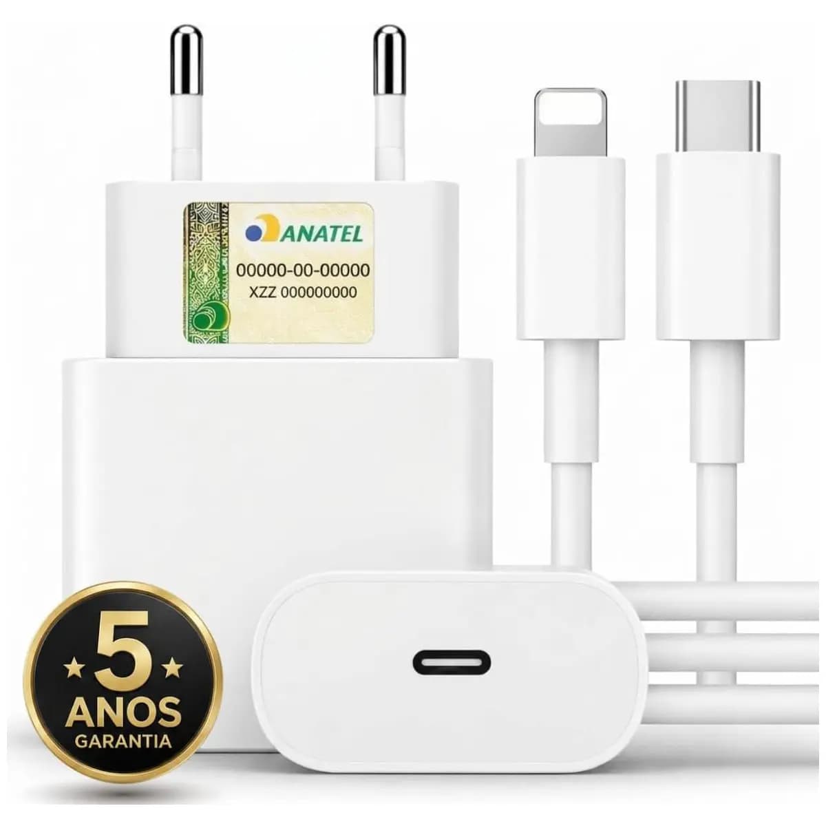 Kit Carregador Turbo 25W Compativel c/I.Phone 8 X Xr 11 12 13 14 Pro Max Linha Premium com Cabo USB-C, Saída iOS + Fonte Carregador Ultra Rápido, Tecnologia Power Delivery