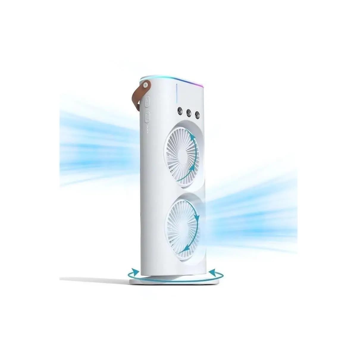MINI Refrigerador De Ar Ventilador Umidificador Dupla Giratório+rgb Camada Ventilador Climatizador Ar C/ Reservatório