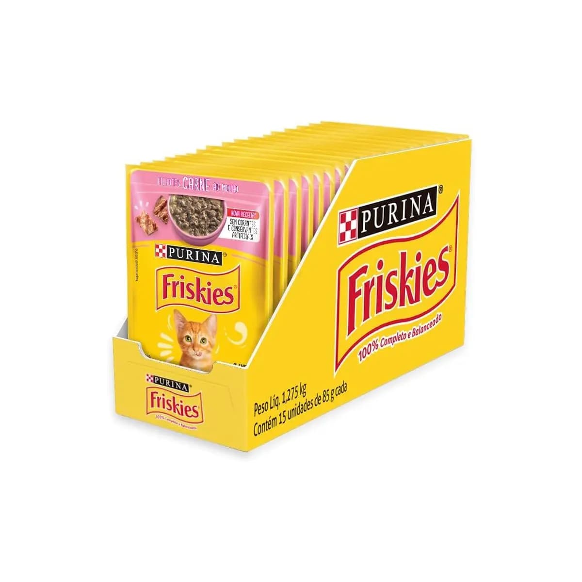 Pack Ração Friskies Filhotes Carne Ao Molho - Com 15 Sachês 85g