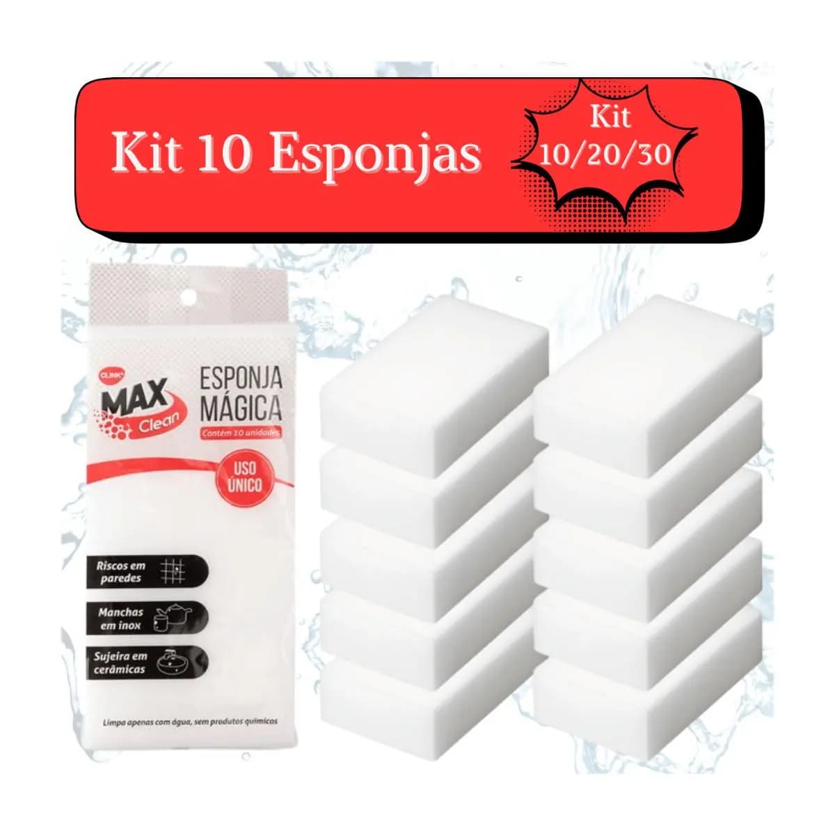 Kit 10 Esponjas Mágica Bucha Melamina Tira Manchas E Riscos Limpa Tênis
