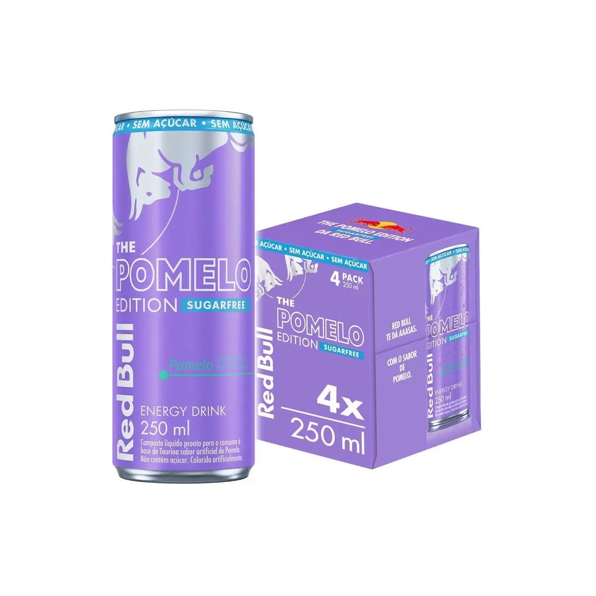 Pack de 4 latas Red Bull Energético, Pomelo, Sem Açúcar, 250ml