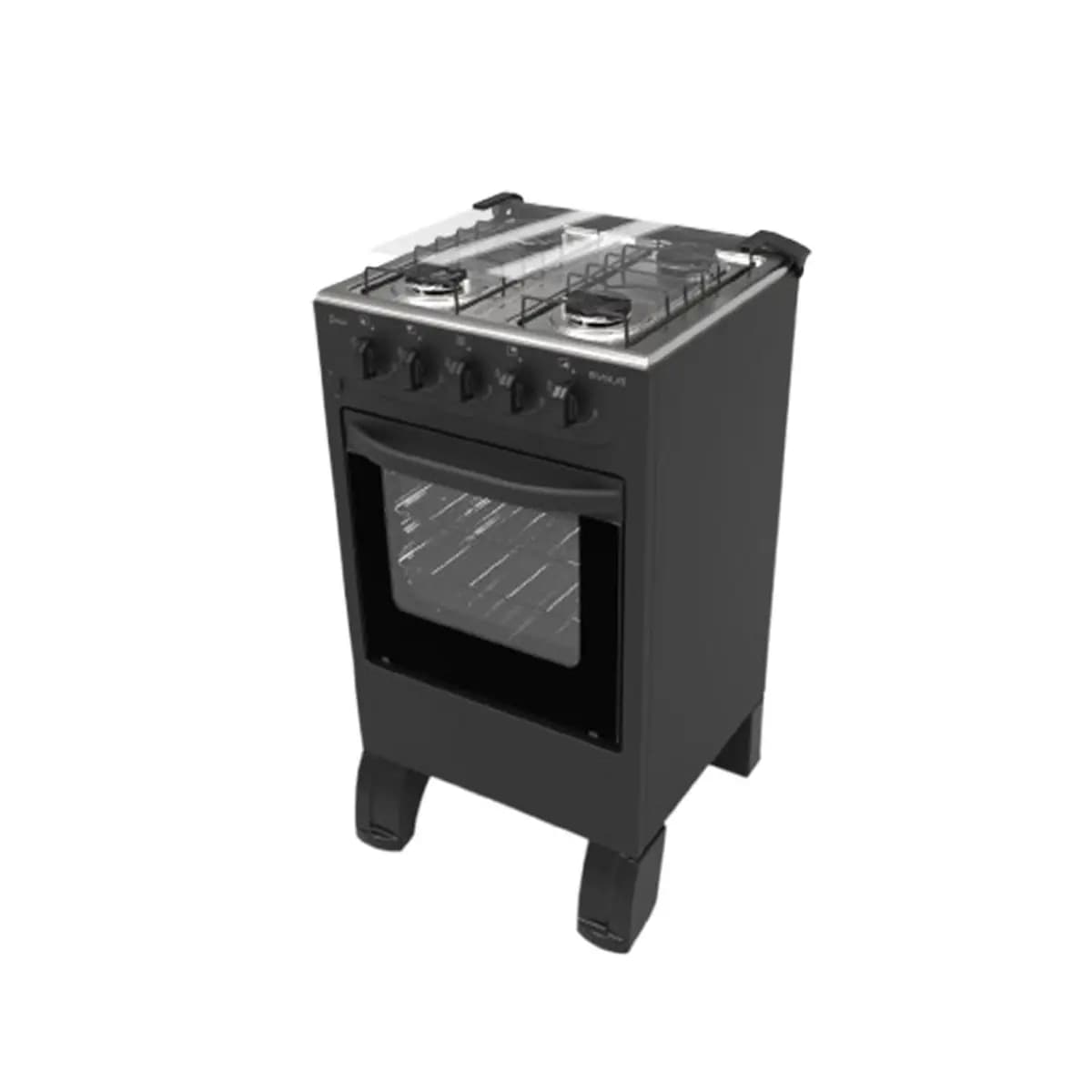 Fogão de Piso Braslar New Sirius 4 Bocas Preto Mesa Inox – Acendimento Manual