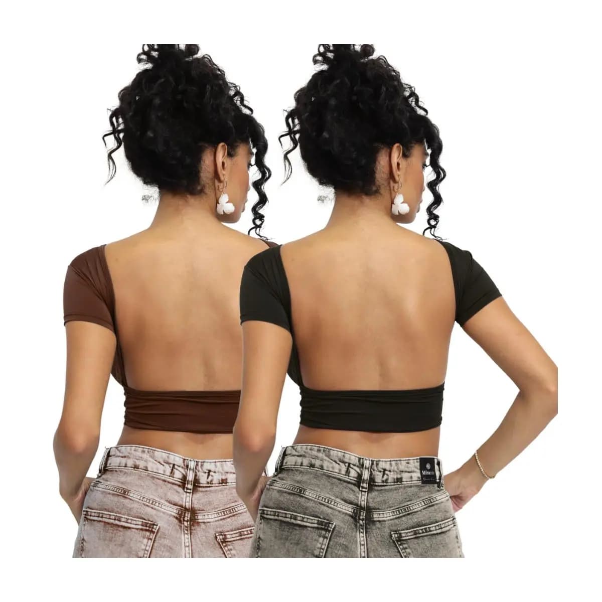 Kit 02 Mostra Costas Feminina - Blusa Slim Fit Manga Curta