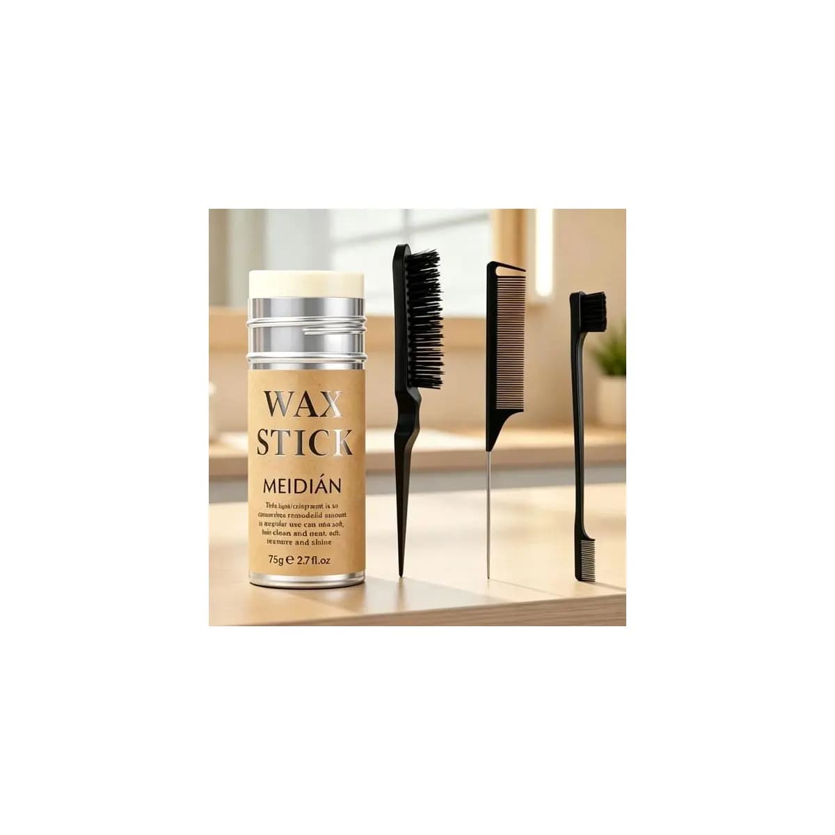 Hair Wax Stick 75G Bastão De Cera Capilar Para Modelar + Kit Pente Salon 3 Peças