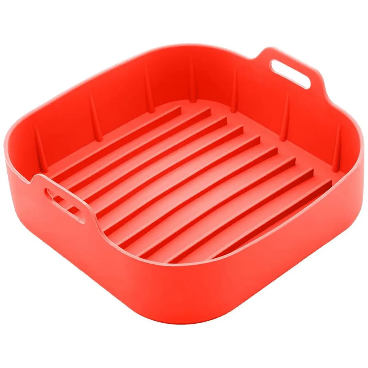 LYOR - Forma Quadrada de Silicone para Air Fryer Vermelha 20cm x 7cm