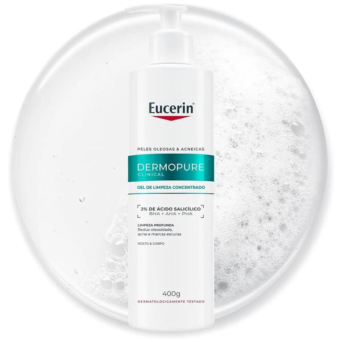 EUCERIN Gel de Limpeza Facial AntiAcne DermoPure Clinical Concentrado 400ml, Peles Oleosas e Acneicas