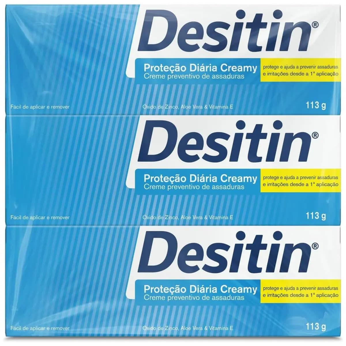 Desitin Creme Preventivo De Assaduras Proteção Diária Creamy, Kit com 3 Unidades de 113g
