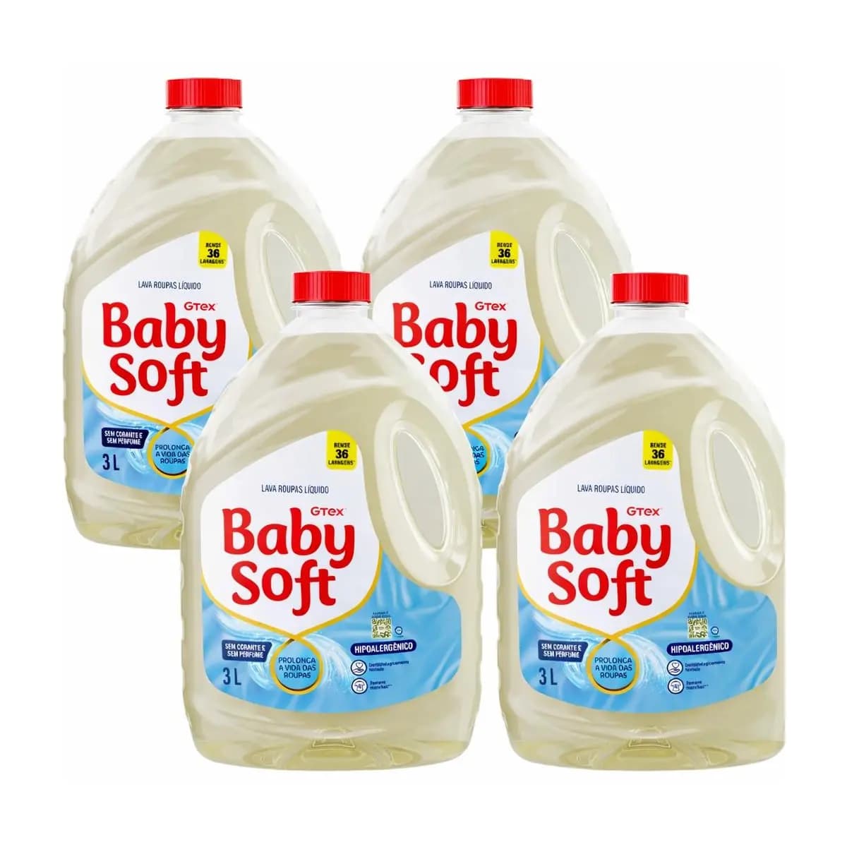 Kit 4 Lava Roupas Líquido Baby Soft Max Cuidado - 3l