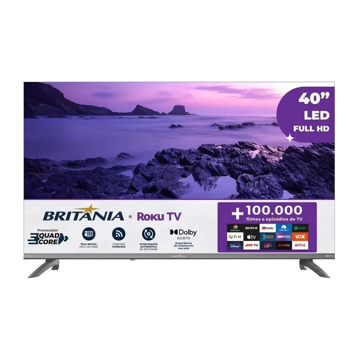 Smart TV 40" Britânia Roku TV HDR10 Dolby Audio B40CRA
