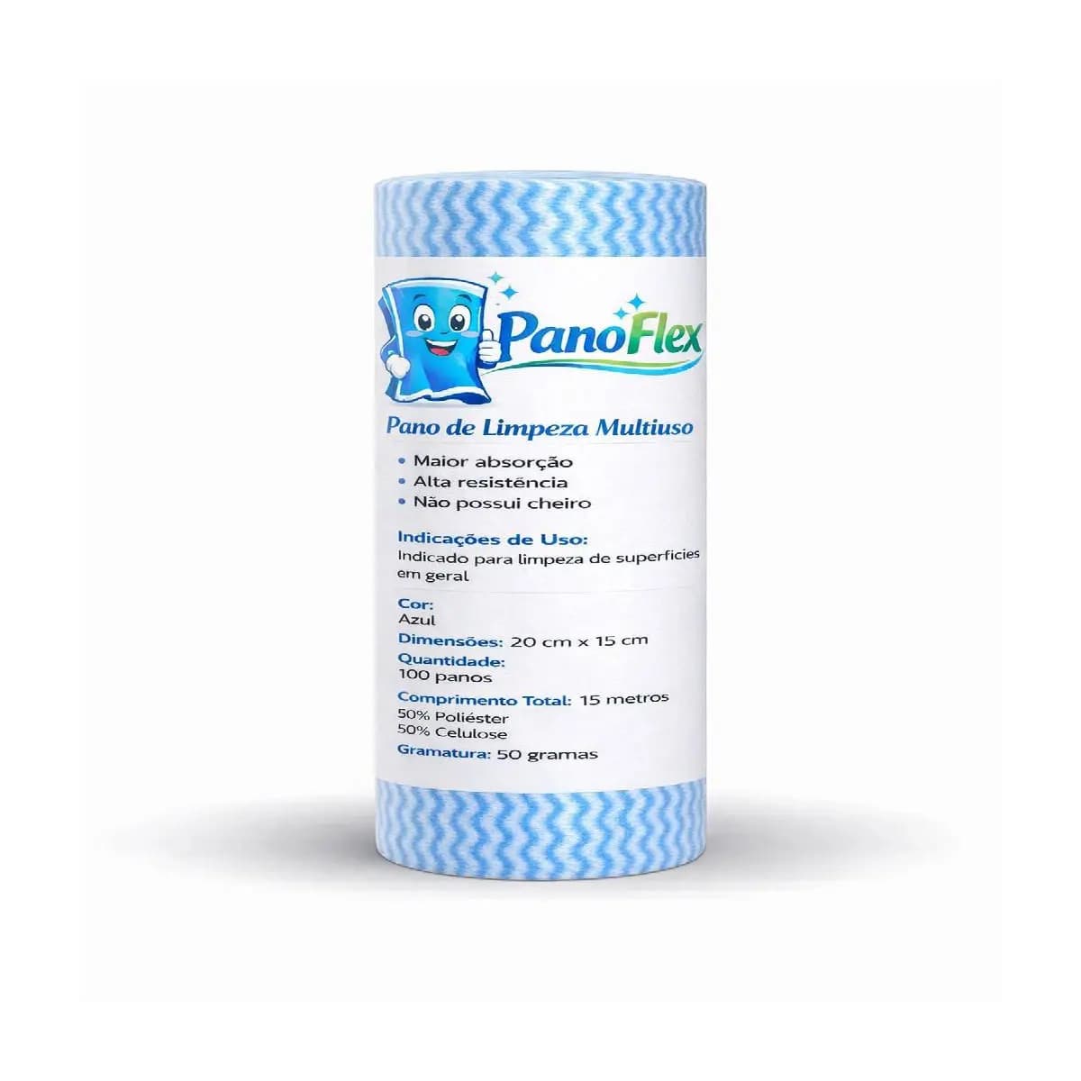 100 unidades Pano de Limpeza Azul PanoFlex 20x15cm Alta Absorção Multiuso