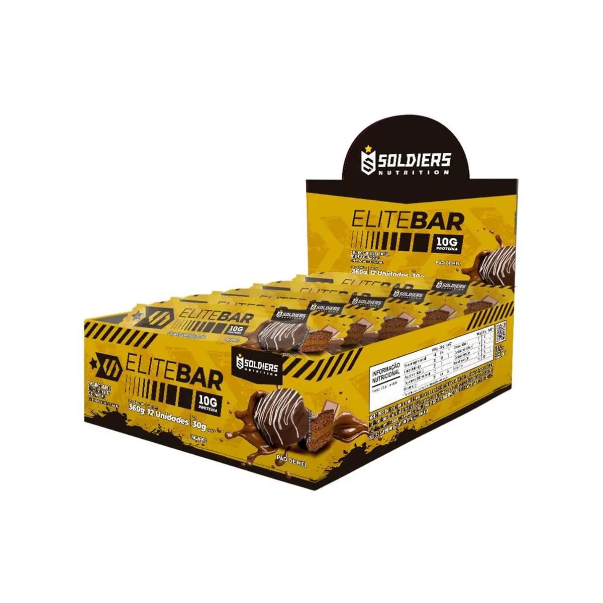 Elitebar 30g Barra De Proteína Caixa c/ 12 Un Soldiers Nutrition Suplemento Proteína Muscular Recuperação Pós
