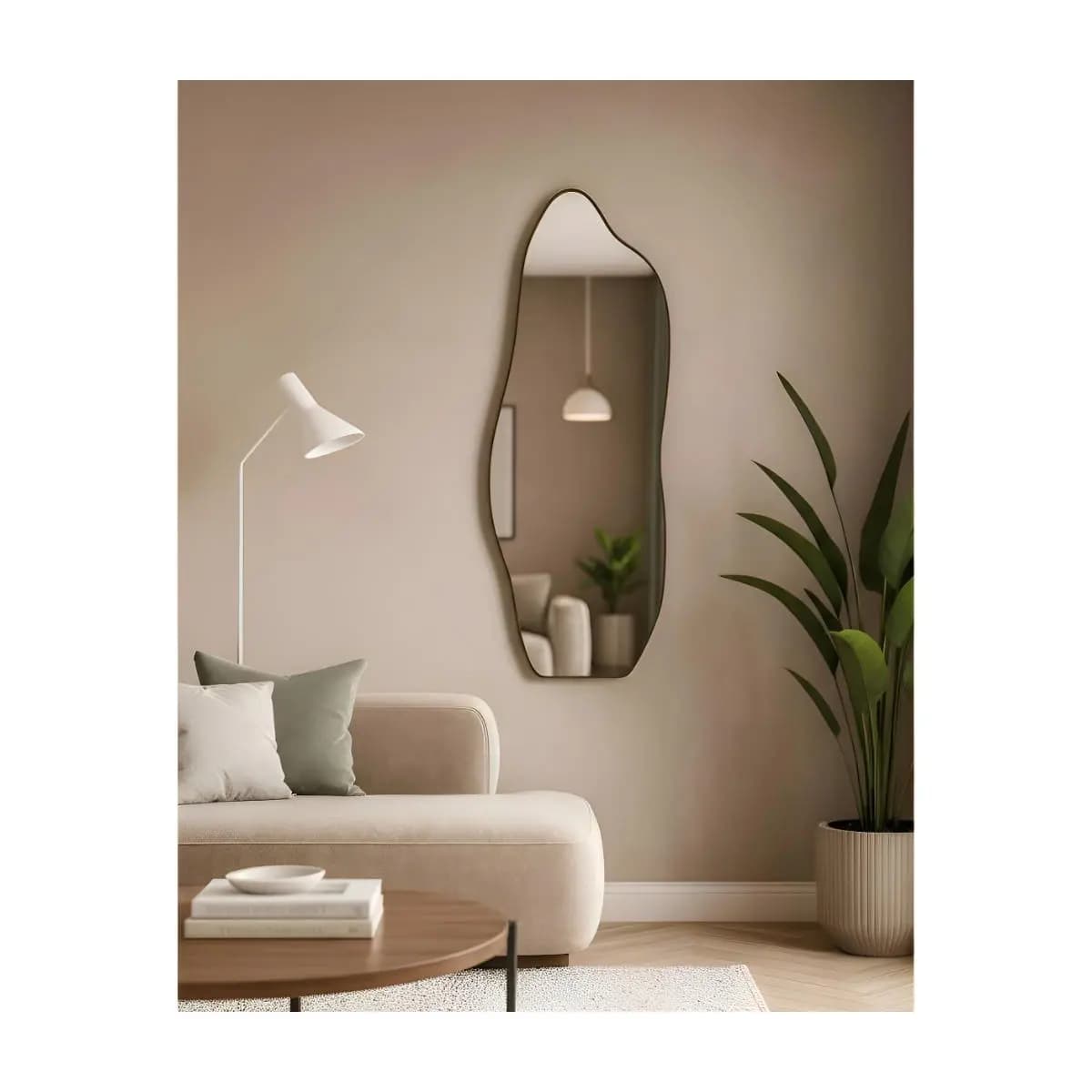 Espelho Decorativos Couro 100cm x 35cm Quart Salão Hall Sala