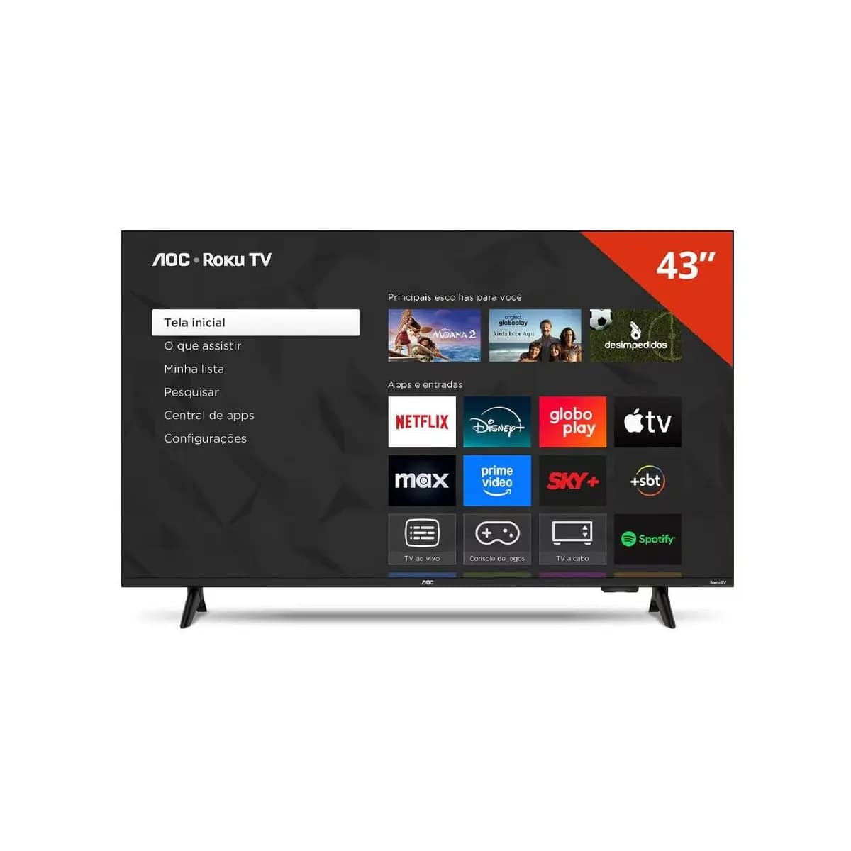 Smart TV 43 polegadas 43S5155 78G Full HD LED Wi-Fi Roku TV Dolby Audio AOC