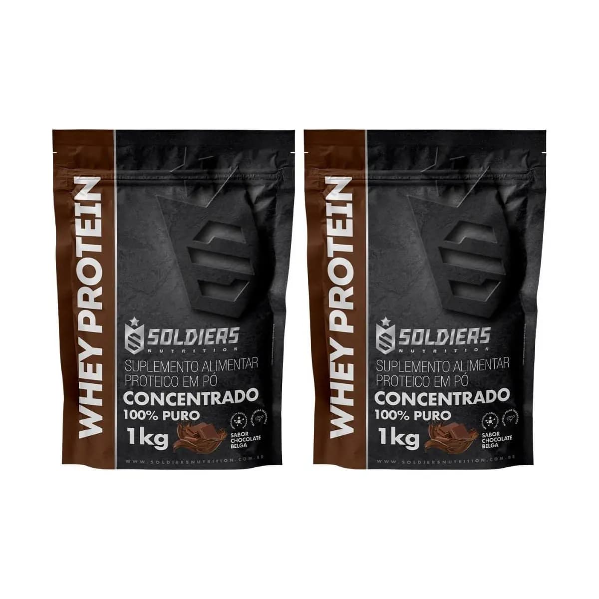 Kit: 2kg Whey Protein Concentrado - 100% Importado - Soldiers Nutrition