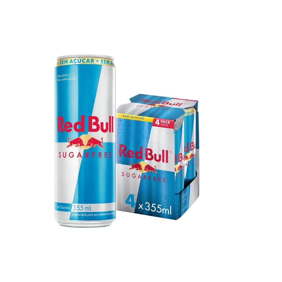 Pack de 4 latas Red Bull Energético, Sugar Free, Sem Açúcar, 355ml