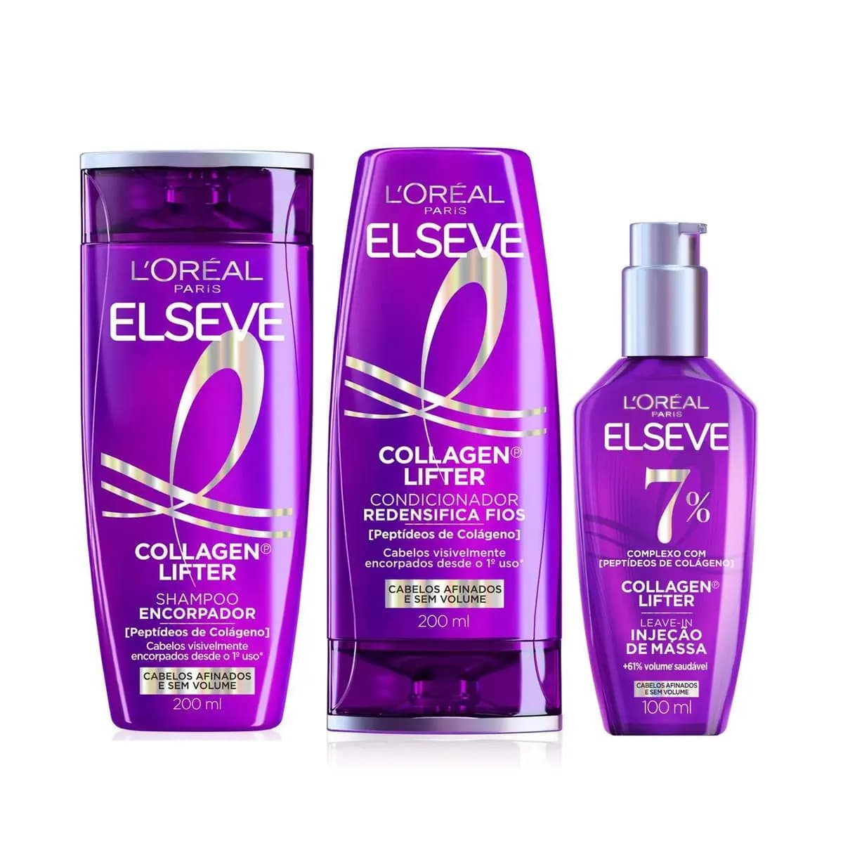 KIT ELSEVE COLÁGENO LIFTER SH + COND + LEAVE-IN DE MASSA 100ML