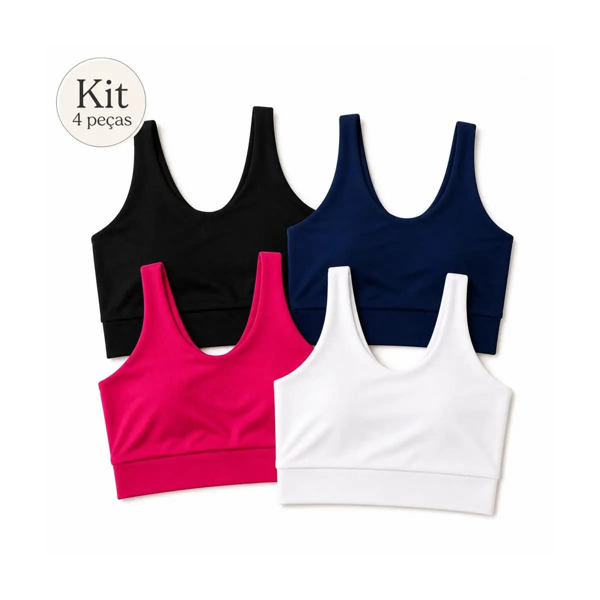 Kit 4 Top Cropped Academia Forro Duplo Microfibra Feminino