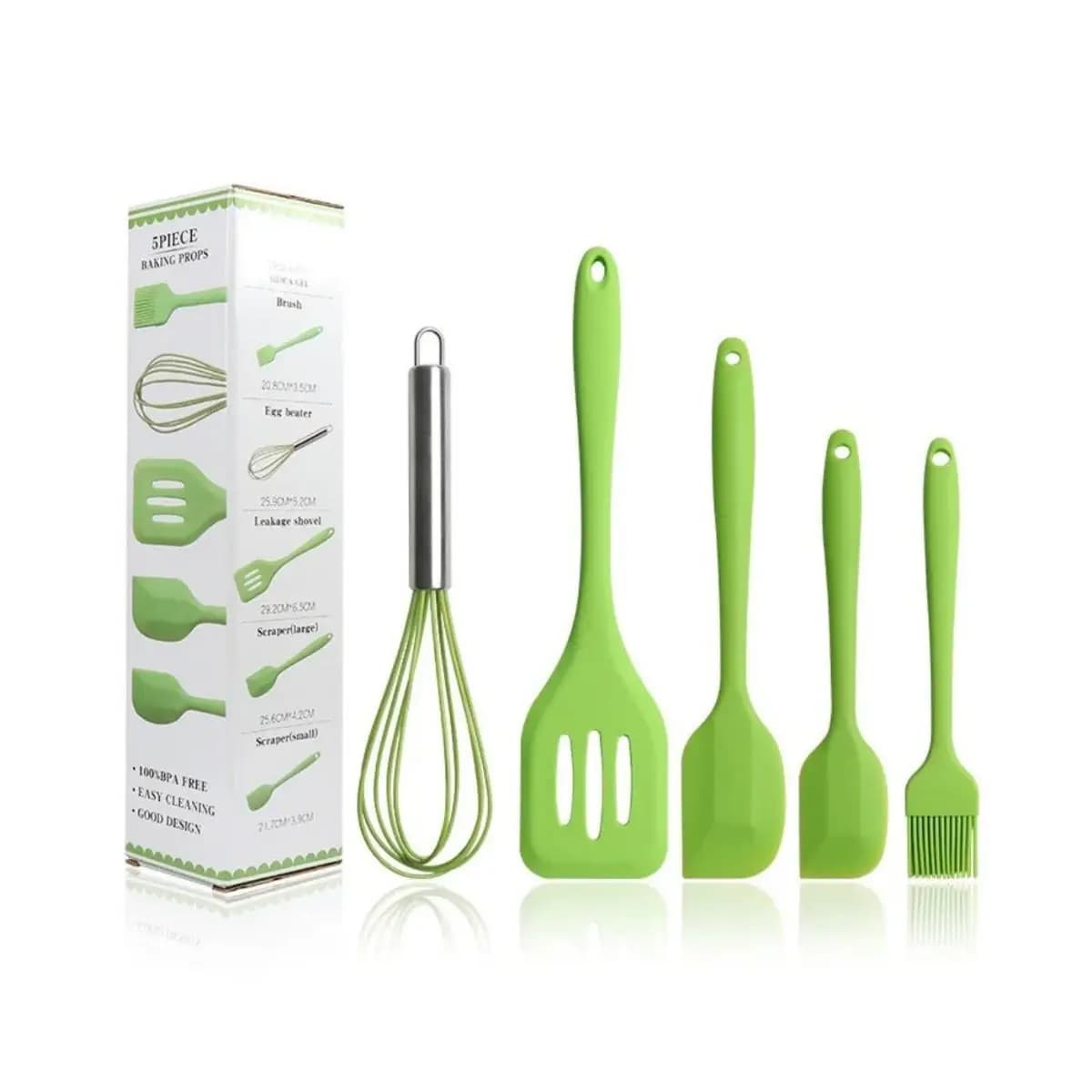 Kit 5 Peças Utensílios de Cozinha Silicone Colher Espátula Fue Espátula Pequena Pincel