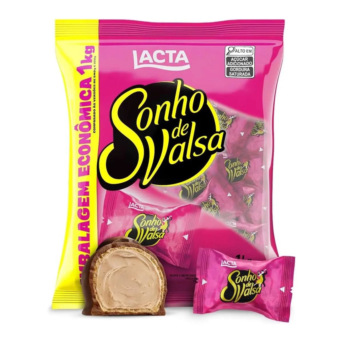 Lacta Sonho de Valsa - Wafer Recheado Sabor Chocolate Pacote 1kg