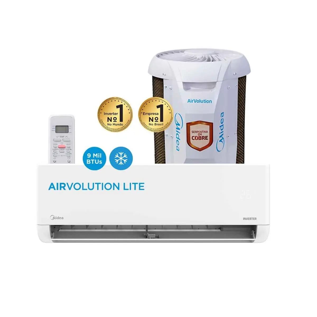 Ar Condicionado 9000 Btus Split Hi Wall Inverter Midea Frio Airvolution Lite R-32 220V